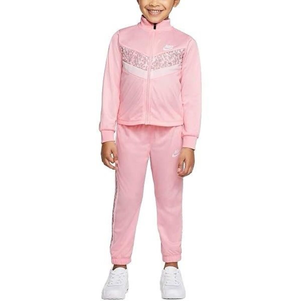 Nike Therma Tracksuit Girls 2PC Set Full Zip Tricot Jacket Pants Pink  4 3-4Yr